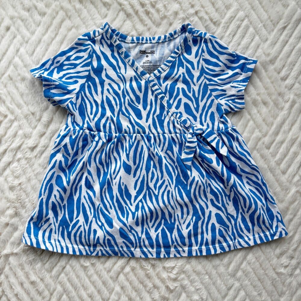 Diane Von Furstenberg x Target 12M Zebra Print Wrap Dress w Bloomers Blue White